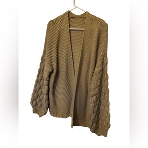 Cozy Brown Knit Cardigan Sweater